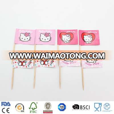 Good quality new design hello Kitty flag toothpicks