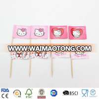 Good quality new design hello Kitty flag toothpicks