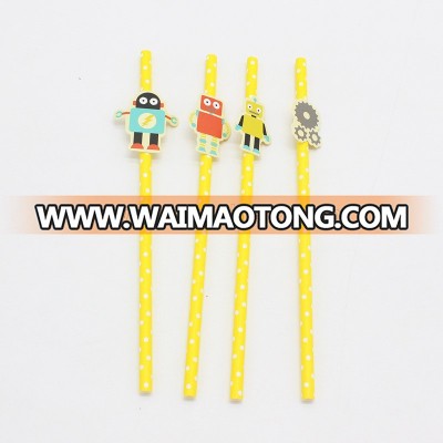 wholesale disposable robots paper straw topper