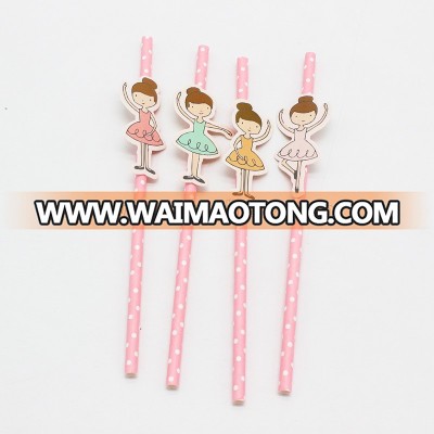 wholesale popular ballerina girls paper straw topper