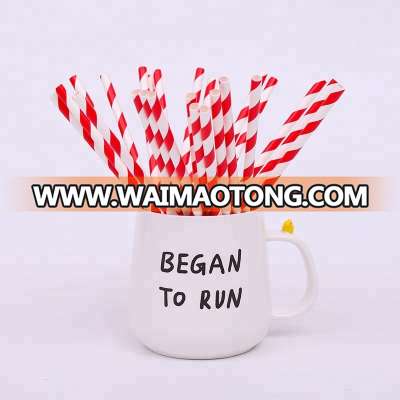 Paper straws in red strips decorated 25pcs per bag paper straws