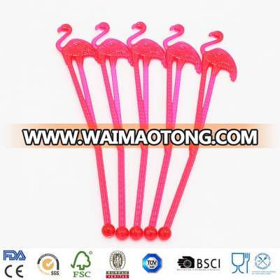 Factory Wholesale flamingo plastic swizzle stirrer