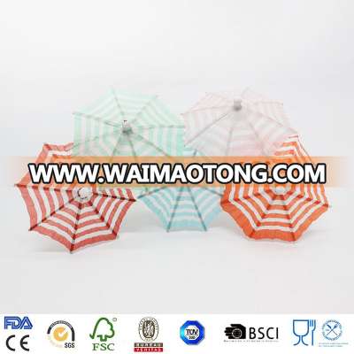 factory wholesale customized decoration flower and stripe umbrella toothpicks