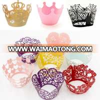 Custom Paper Crown Anengerns Laser Cut Lace Cupcake Wrappers