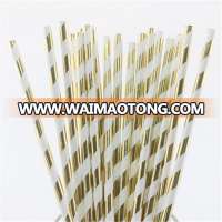 Factory New Design Biodegradable Metal Gold Paper Straws